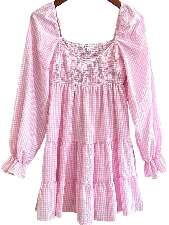 Blu Pepper Dresses & Skirts - 💐Blu Pepper Light Pink Gingham Smocked Mini Dress, Jr.L